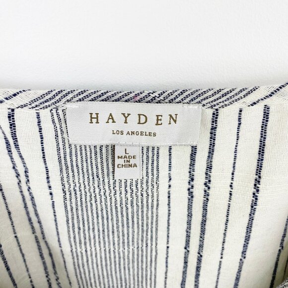 Hayden Los Angeles Top Womens Large Striped Crop Knot Front Strappy Sleeveless - Picture 2 of 4